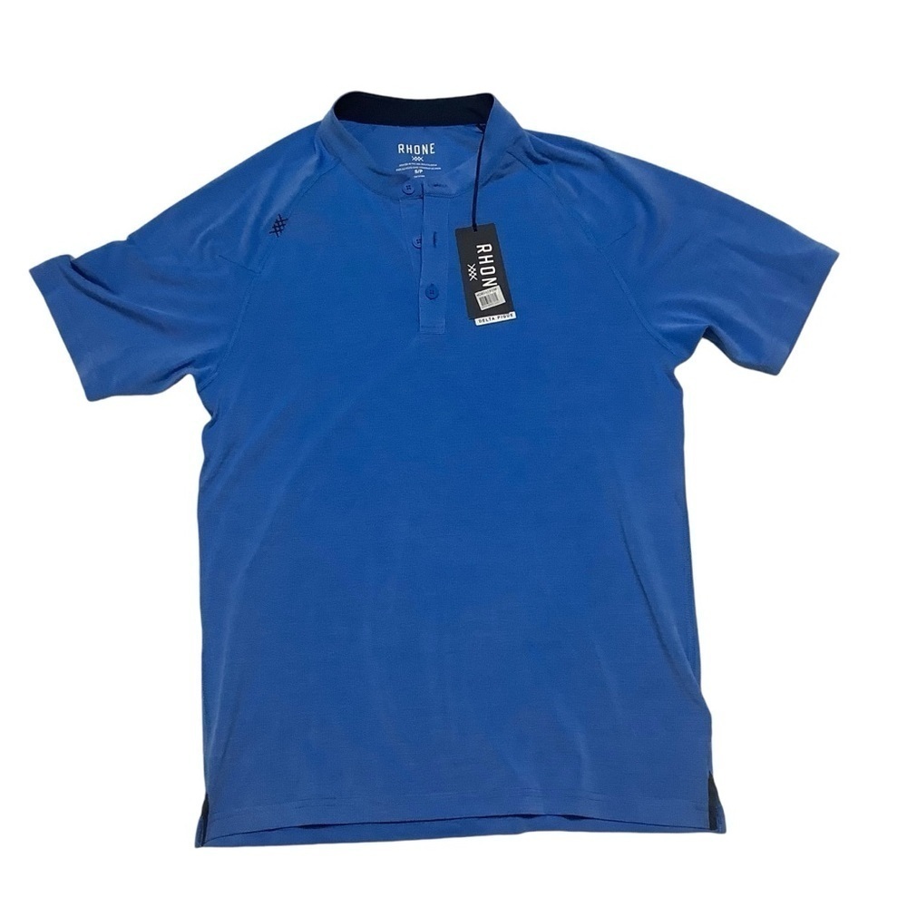 Rhône NWT Henley Sz Small Egyptian Blue Delta Pique Cotton